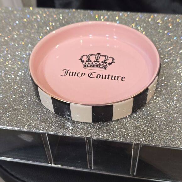 Juicy Couture Home Signature Logo  Crown Striped Ceramic Trinket Tray - Picture 6 of 6